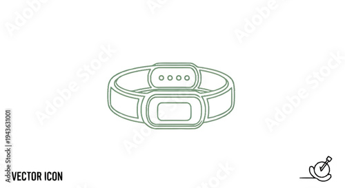 Simple Line Art Icon of a Fitness Tracker Band.