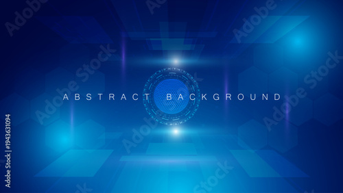 Cyberspace Tunnel Background with Hexagonal Patterns and HUD