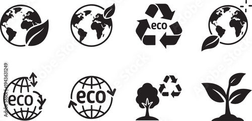 Eco Friendly Icons for Sustainable Living and Environmental Conservation