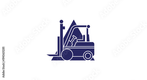Simple Blue Forklift Icon on White Background.