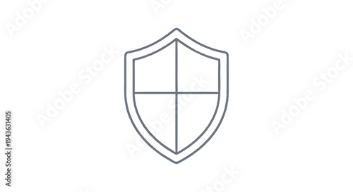 Simple Shield Icon Outline Graphic Design Element.