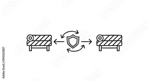 Security Shield Between Two Barrier Fences with Arrows.