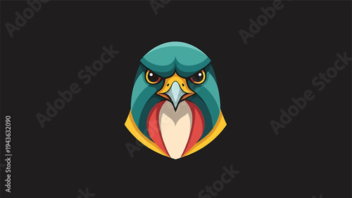 Stylized Falcon Head Emblem with Intense Gaze.