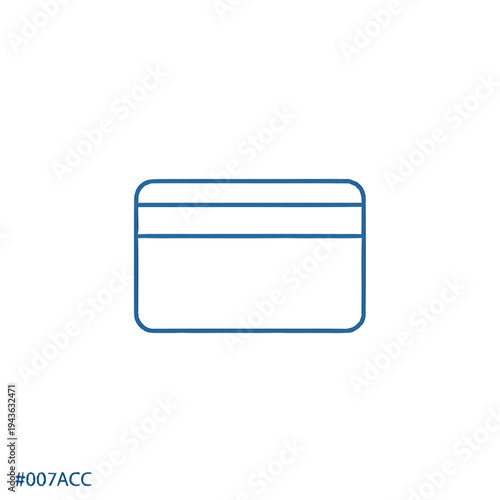 Simple Blue Line Icon of a Credit Card.