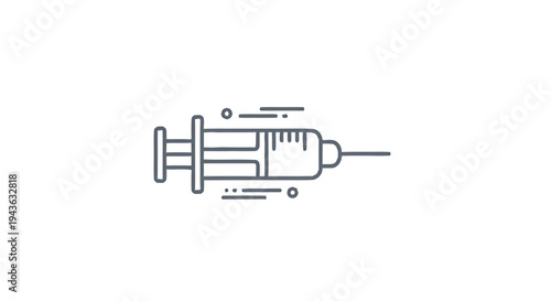 Simple Line Art Illustration of a Medical Syringe.