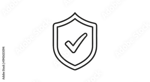 Simple Shield Icon with Check Mark Symbol.