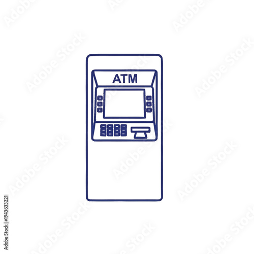 Simple Line Drawing of an Automated Teller Machine.