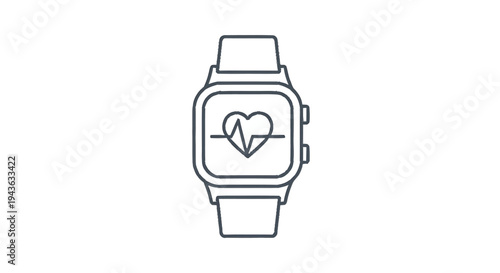 Smartwatch displaying heart rate monitor icon.