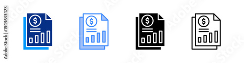 Report Multiple Style Icon Set Vector 