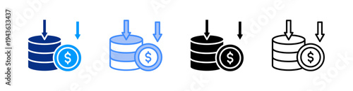 Deposit Multiple Style Icon Set Vector 