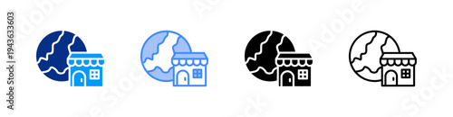 Global Market Multiple Style Icon Set Vector 
