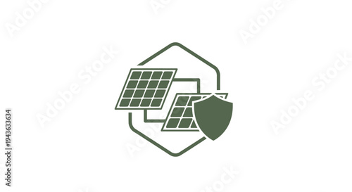 Solar Panel Protection Shield Icon.