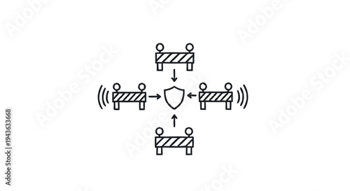 Security Shield Protected by Roadblocks and Signals.
