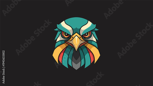 Stylized Eagle Head Emblem with Fierce Expression.