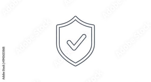 Simple Shield with Check Mark Icon Outline.