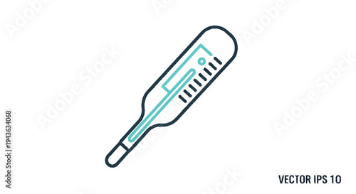 Simple Line Art Illustration of a Medical Thermometer.