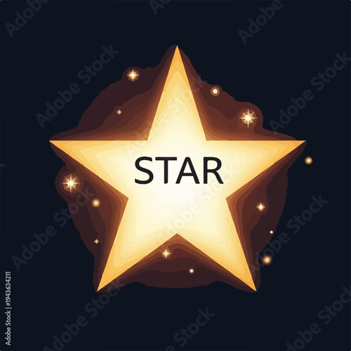 Glowing layered star with a black outline and "STAR" in the center