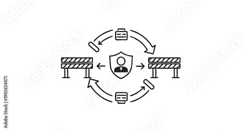 Security Shield Protecting Person in Digital Data Flow.