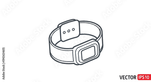 Simple Line Art Illustration of a Smartwatch.