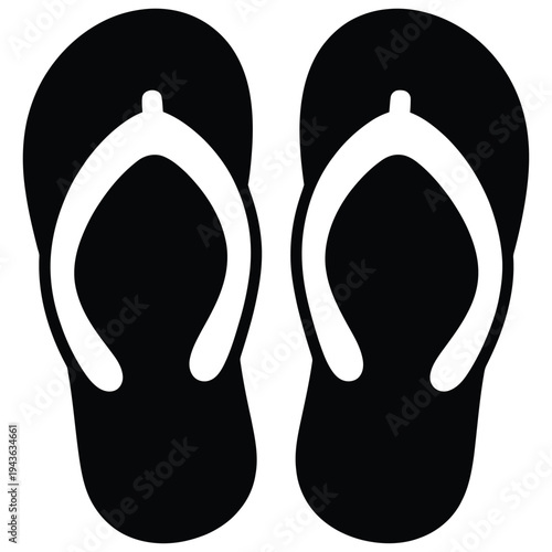 Black flip flops vector illustration isolated on white background