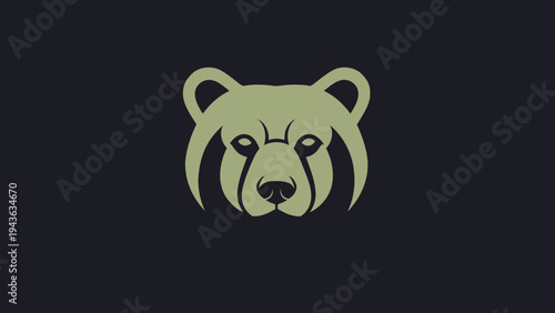 Stylized Bear Head Logo Design Minimalist Graphic.