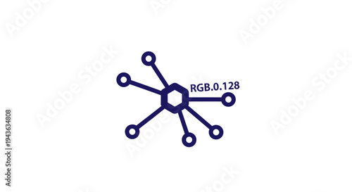 Abstract Blue Hexagonal Network Icon with RGB Code, Data and Programming Concept, isolated white background