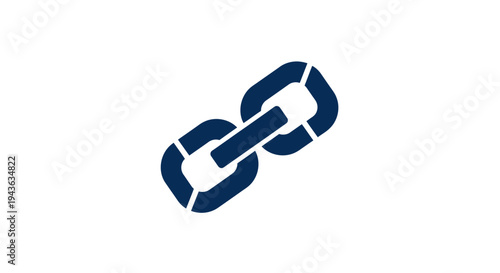 Strong Blue Chain Link Icon, Digital Connection and Security, isolated white background