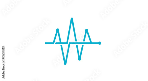Blue ECG Heartbeat Line Wave Medical Graph on Isolated White Background