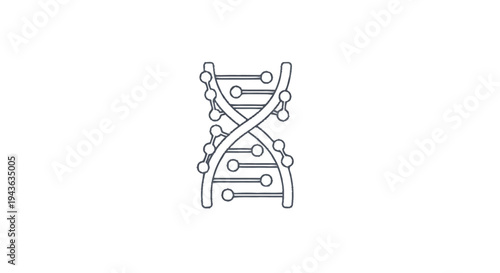 Stylized DNA Double Helix Structure Icon Outline.
