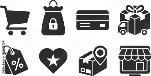 Set of 8 e-commerce icons vector