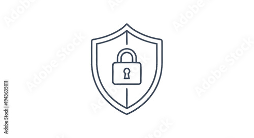 Shield with Lock Icon Symbolizing Security and Protection.