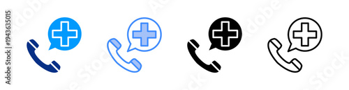 Medical Center Multiple Style Icon Set Vector 