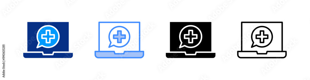 Fototapeta premium Online Care Multiple Style Icon Set Vector 