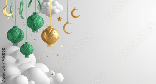 Minimalist Eid al-Fitr Greeting Design with Islamic Ornaments.