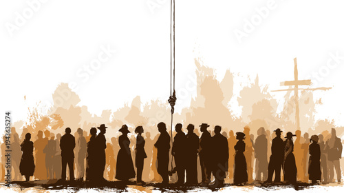 Slavery Abolition Memorial Silhouette Crowd Historical Remembrance Vector