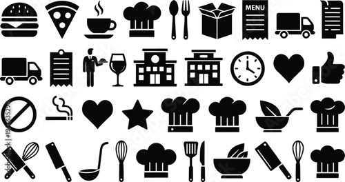 Set of 30 restaurant food icons vector