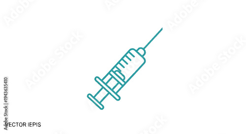 Simple Cyan Syringe Icon with Needle and Plunger.