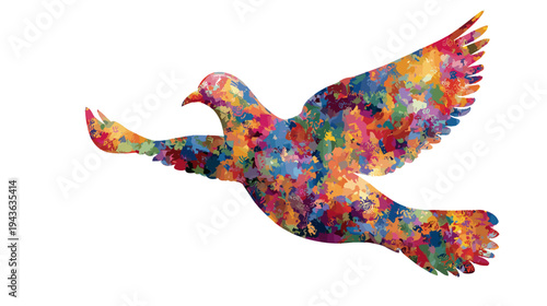 Disarmament Day Peace Dove with Flowers Hope Freedom Symbol Vector