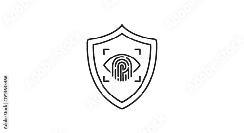 Security Shield with Fingerprint and Eye Scan Icon.
