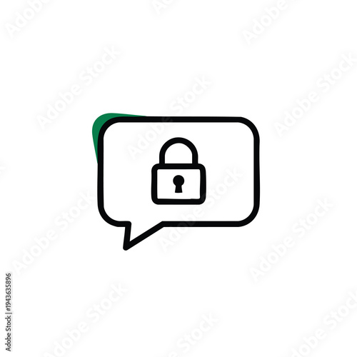 Secure communication icon with padlock inside speech bubble.