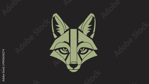 Stylized Geometric Fox Head Emblem with Intense Gaze.