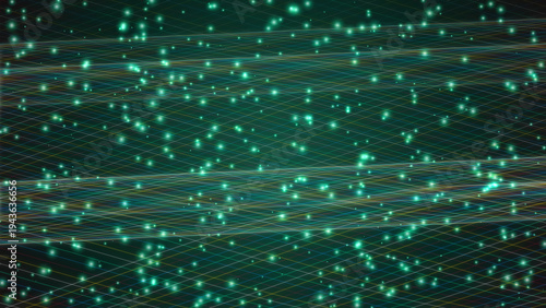 Εκτύπωση καμβά Emerald aether abstract background with glowing green energy and futuristic 3D d
