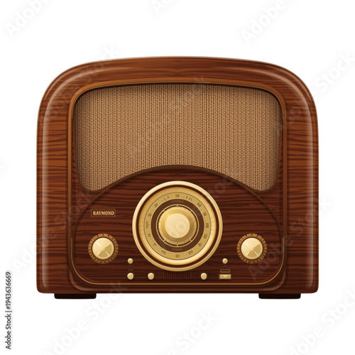 old radio isolated on white