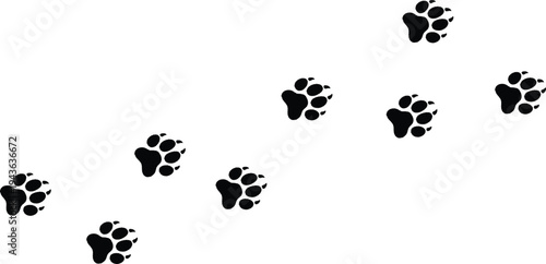 Walking pet paw tracks silhouette set. Vector