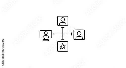 Simple Network Diagram Illustrating Connection Between People and Technology.