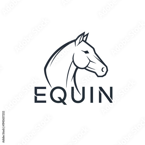 Elegant horse head logo with the word Equin.
