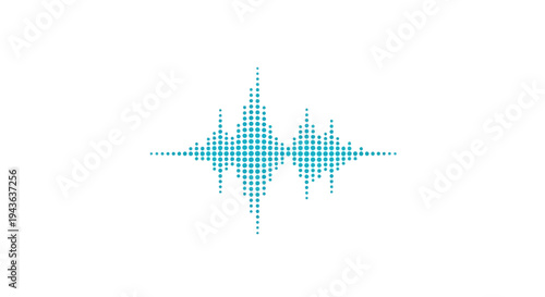 Sound wave graphic with blue pixels.