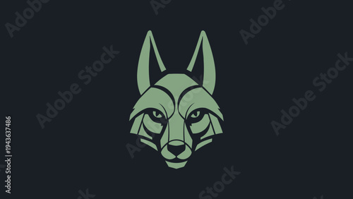 Stylized Geometric Wolf Head Emblem Design.