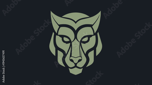 Stylized Geometric Wolf Head Emblem Design.