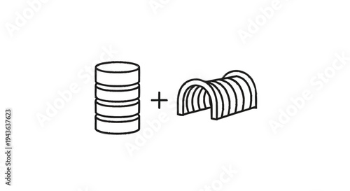Stack of coins and tunnel illustration.